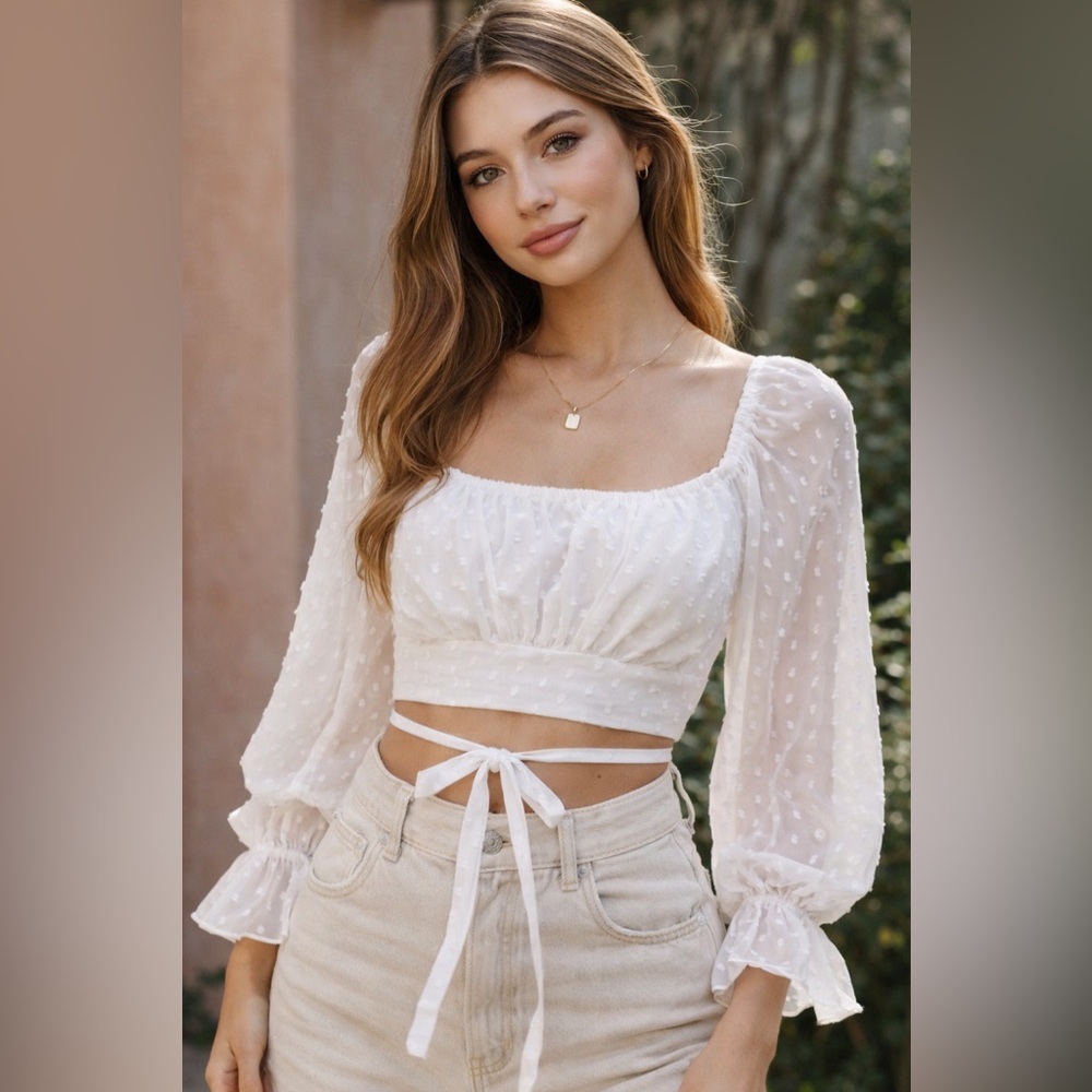 SHEIN White Textured Blouse